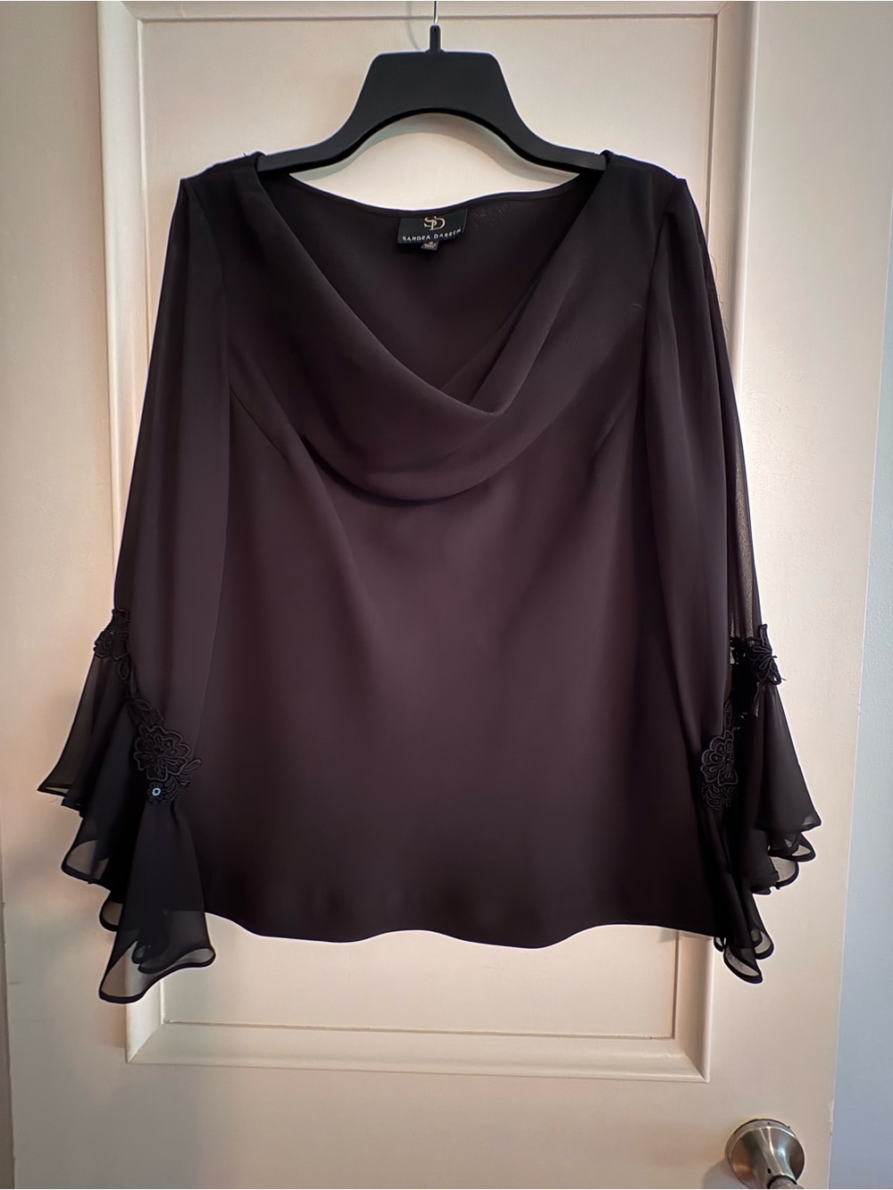 Sandra Darren Black Cowl Neck Blouse